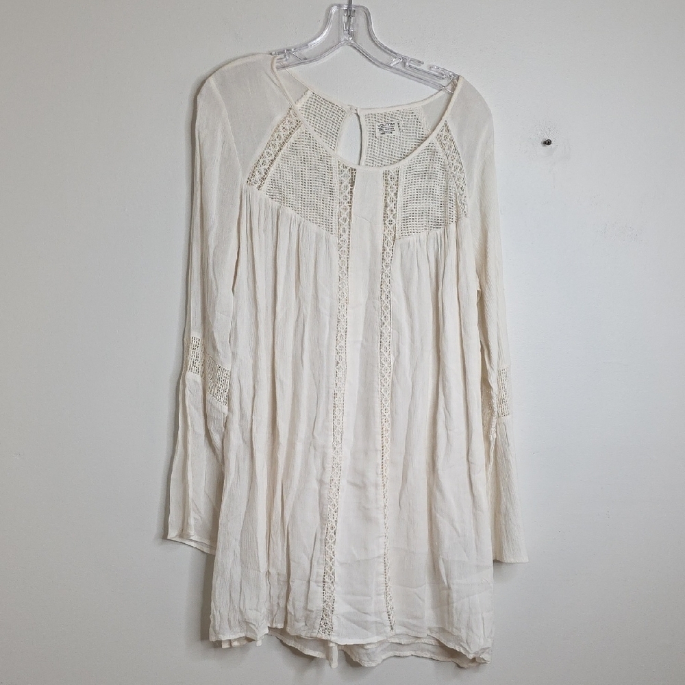 Volcom Cream Lace Detail Tunic Dress Sz MEDIUM, BEACHY,